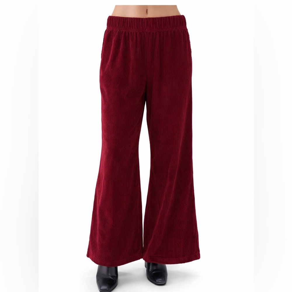 $275 New Les Tien Bella Pull on Corduroy Flares - Bordeaux - Small
